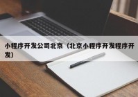 小程序开发公司北京（北京小程序开发程序开发）