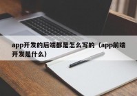 app开发的后端都是怎么写的（app前端开发是什么）