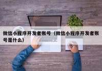 微信小程序开发者账号（微信小程序开发者账号是什么）