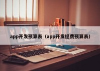 app开发预算表（app开发经费预算表）