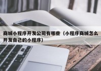 商城小程序开发公司有哪些（小程序商城怎么开发自己的小程序）