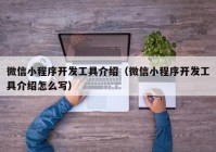 微信小程序开发工具介绍（微信小程序开发工具介绍怎么写）